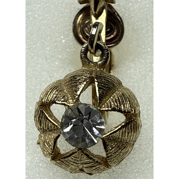 Vintage Atomic Starburst Star Clip On Dangle Earrings Rhinestone - Picture 5 of 15
